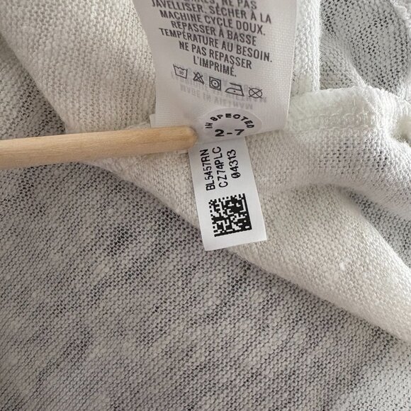 Aerie Womens Pink Green Palm Tree Tropical Linen Blend Top Sz Small Cream Beachy - Picture 7 of 9